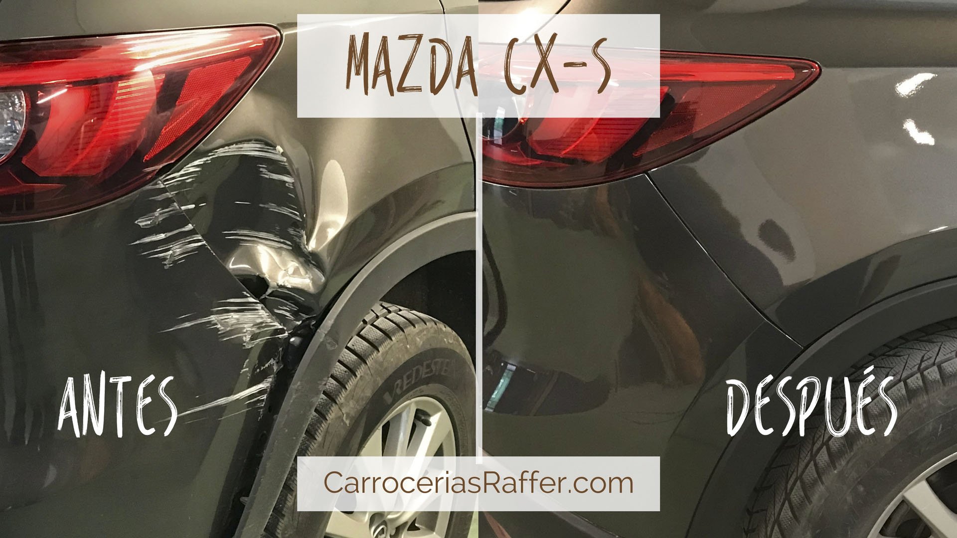 Reparación golpe de chapa en aleta trasera de Mazda CX-5